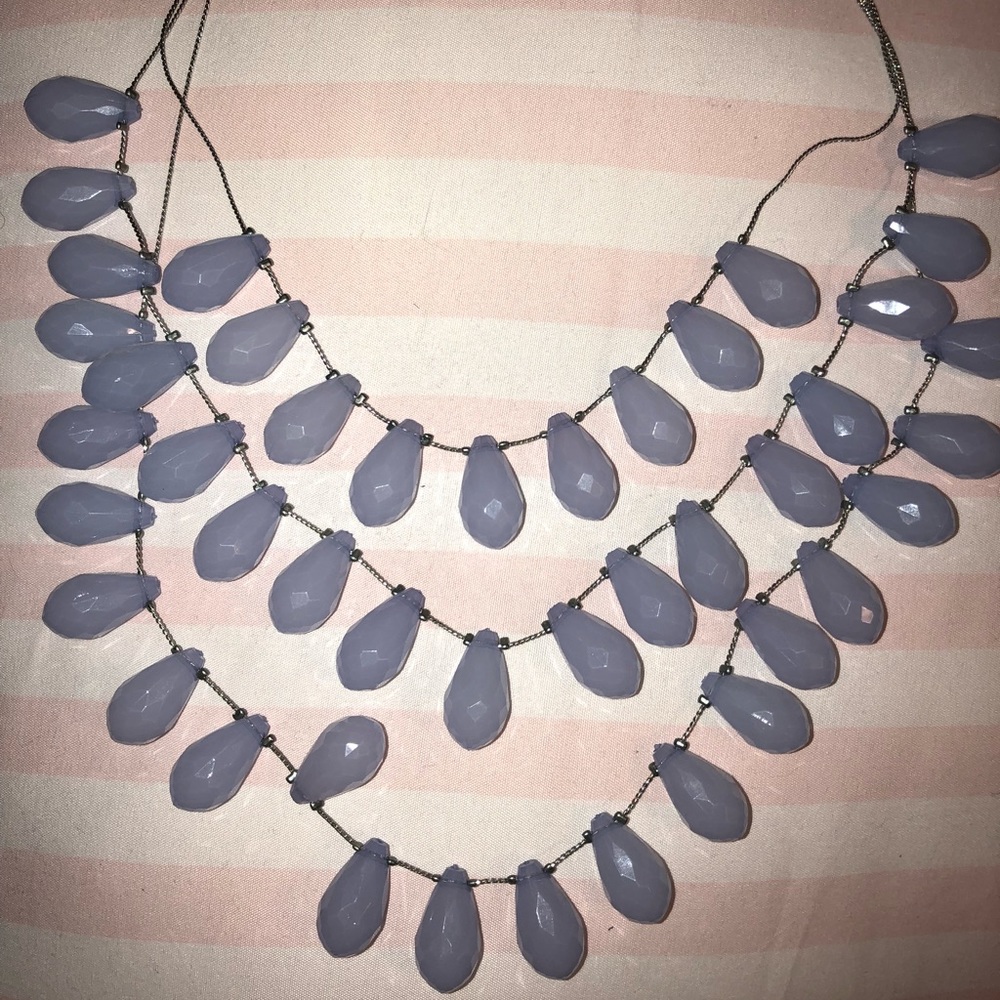 Blue/lite purple bulb statement necklace